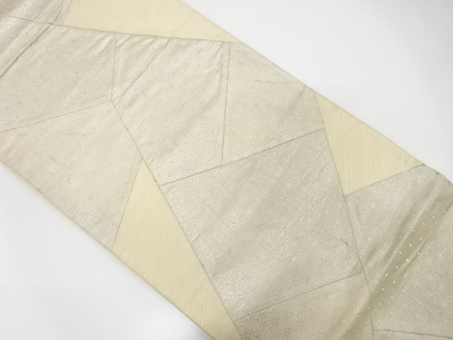 JAPANESE KIMONO / ANTIQUE FUKURO OBI / SILK / KIRIBAME / WOVEN ASANOHA